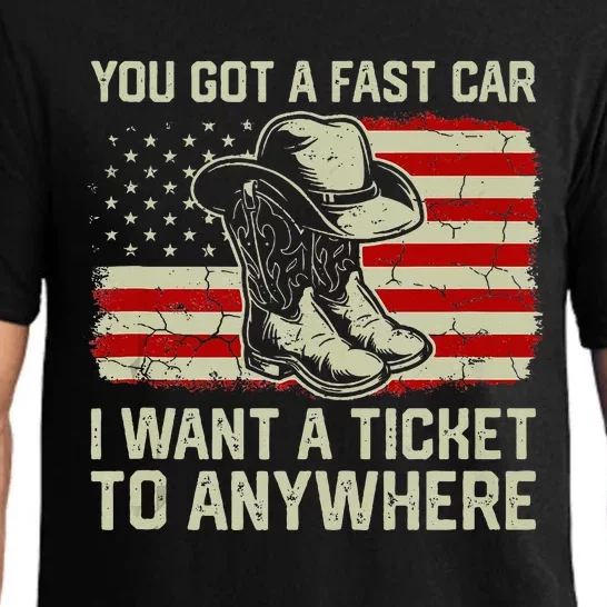 You Got A Fast Car I Want A Ticket To Anywhere Us Flag Pajama Set