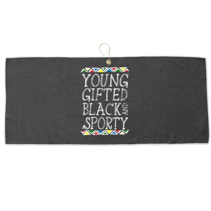 Young Gifted And Black Sporty Cool Black History Month Gift Large Microfiber Waffle Golf Towel