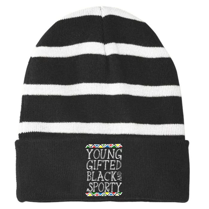 Young Gifted And Black Sporty Cool Black History Month Gift Striped Beanie with Solid Band