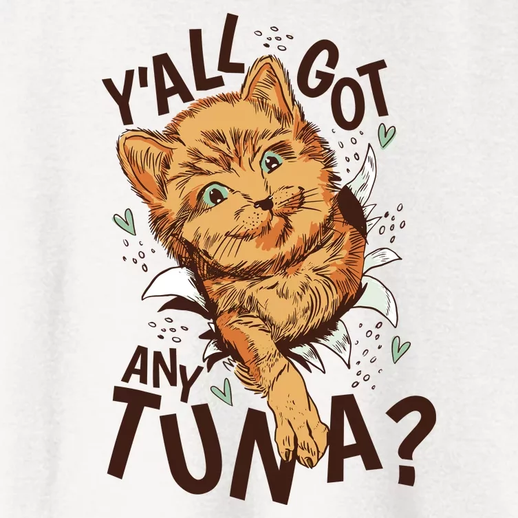 Yall Got Any Tuna Funny Cat Women's Crop Top Tee