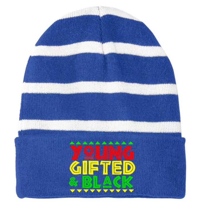 Young Gifted And Black Gift Striped Beanie with Solid Band