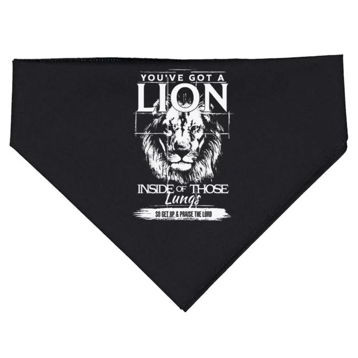 YouVe Got A Lion Inside Of Those Lungs Christian Religious Gift USA-Made Doggie Bandana