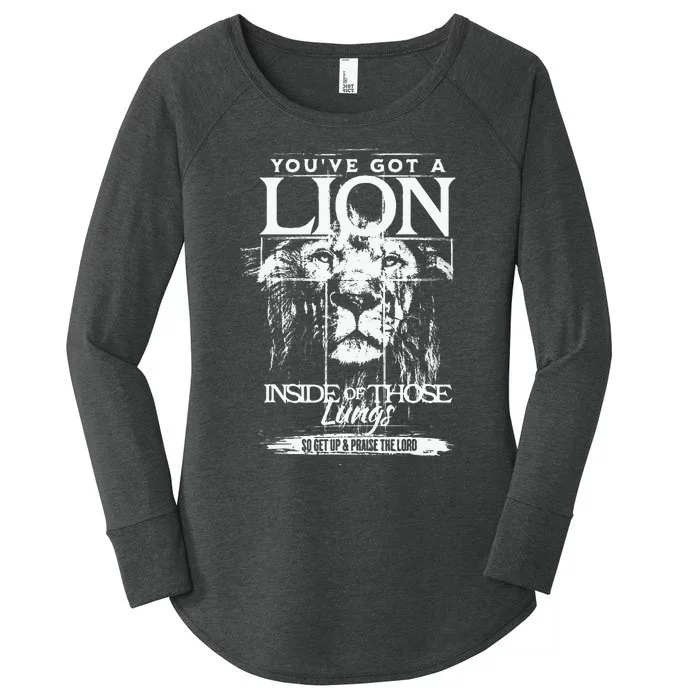 YouVe Got A Lion Inside Of Those Lungs Praise The Lord Women's Perfect Tri Tunic Long Sleeve Shirt