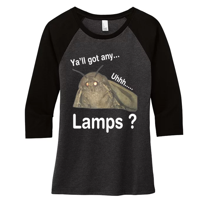 Y'all Got Any Lamps Moth Meme Women's Tri-Blend 3/4-Sleeve Raglan Shirt