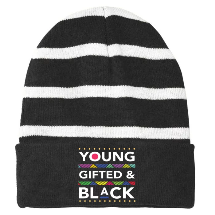 Young Gifted Black4 Black Magic Girl And Black History Striped Beanie with Solid Band