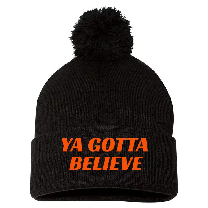 Ya Gotta Believe New York Pom Pom 12in Knit Beanie