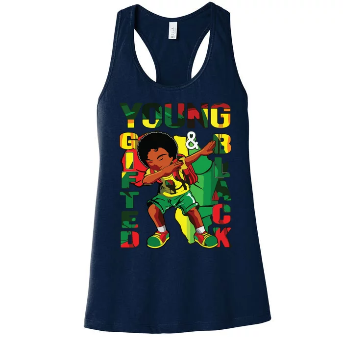 Young Gifted & Black History Month Cute Dabbing Women's Racerback Tank