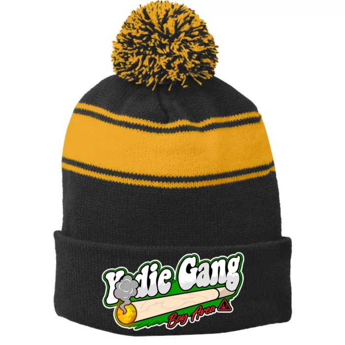 Yodie Gang Bay Area Baseball Logo Stripe Pom Pom Beanie