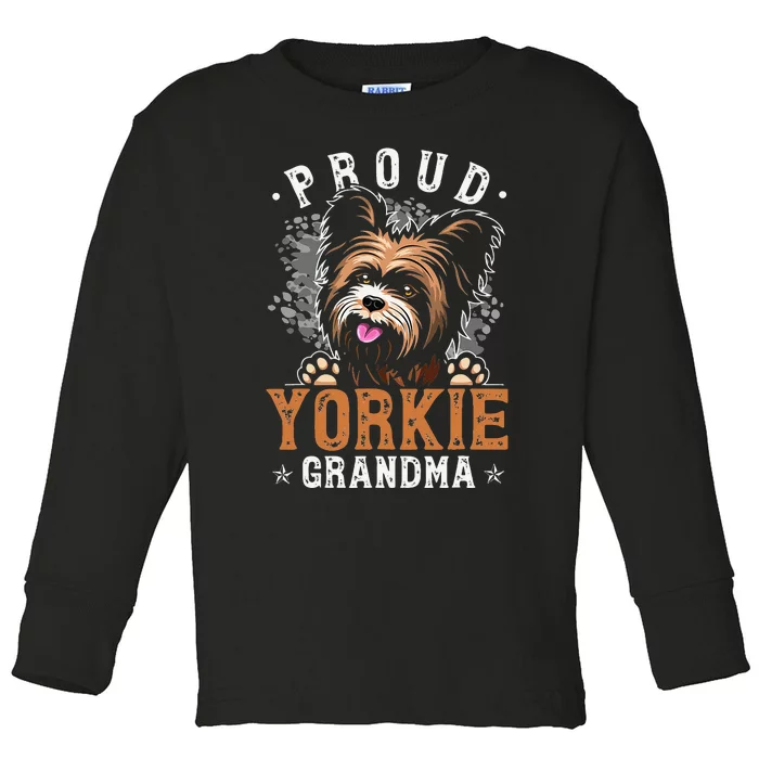 Yorkie Grandma Funny Yorkshire Terrier Dog Lover Proud Toddler Long Sleeve Shirt