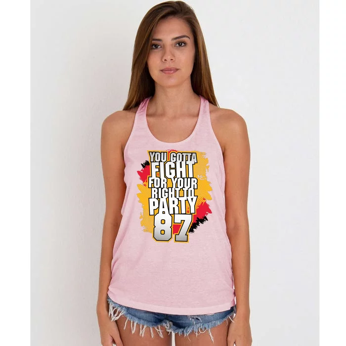 You Gotta Fight For Your Right To Party Kansas 87 Women's Knotted Racerback Tank