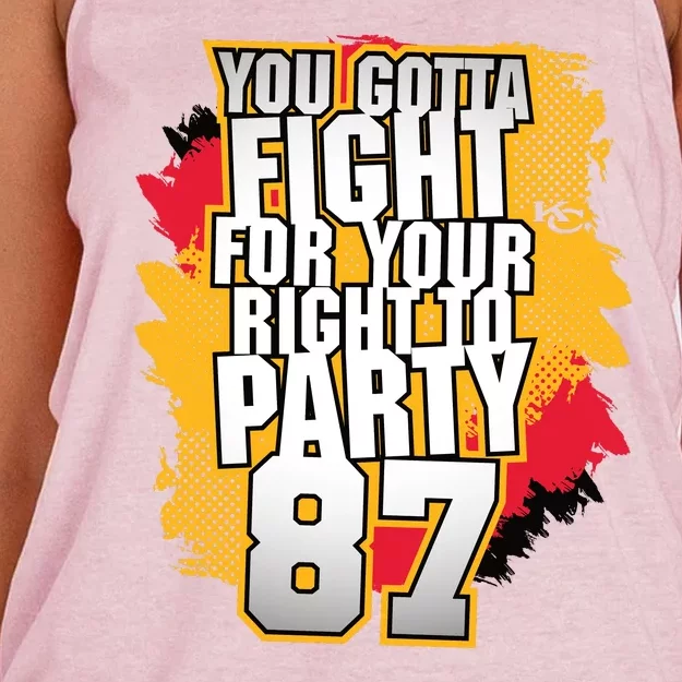 You Gotta Fight For Your Right To Party Kansas 87 Women's Knotted Racerback Tank