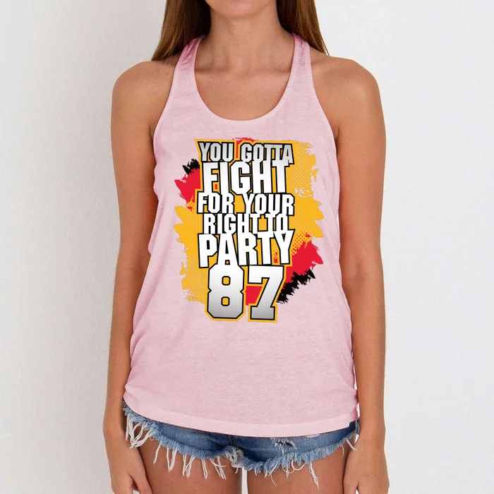 You Gotta Fight For Your Right To Party Kansas 87 Women's Knotted Racerback Tank