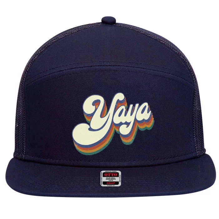 Yaya Gifts For Grandma Retro Vintage Mother's Day Yaya 7 Panel Mesh Trucker Snapback Hat