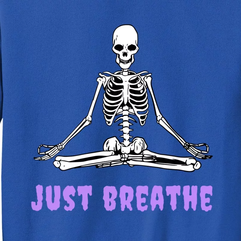 Yoga Gothic Goth Skeleton Just Breathe Meditation Skeleton Meaningful Gift Sweatshirt