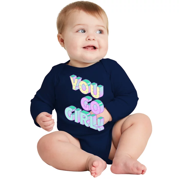 You Go Girl Smiley Retro Baby Long Sleeve Bodysuit