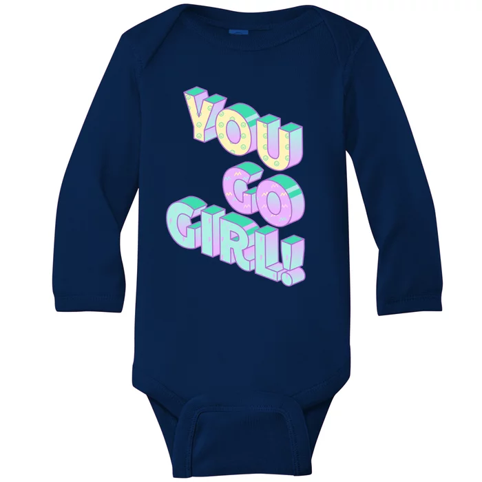 You Go Girl Smiley Retro Baby Long Sleeve Bodysuit