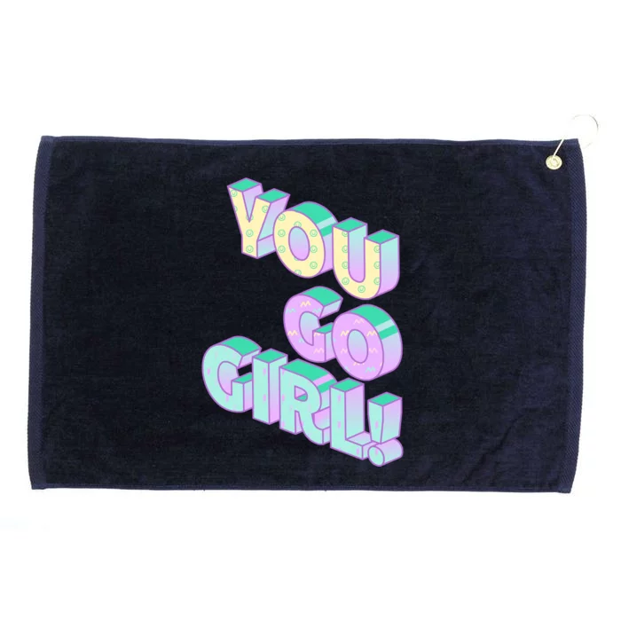 You Go Girl Smiley Retro Grommeted Golf Towel