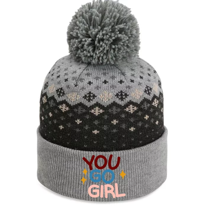 You Go Girl Retro The Baniff Cuffed Pom Beanie