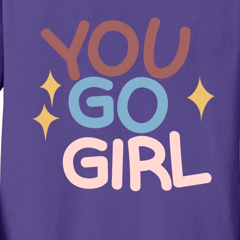 You Go Girl Retro Kids Long Sleeve Shirt