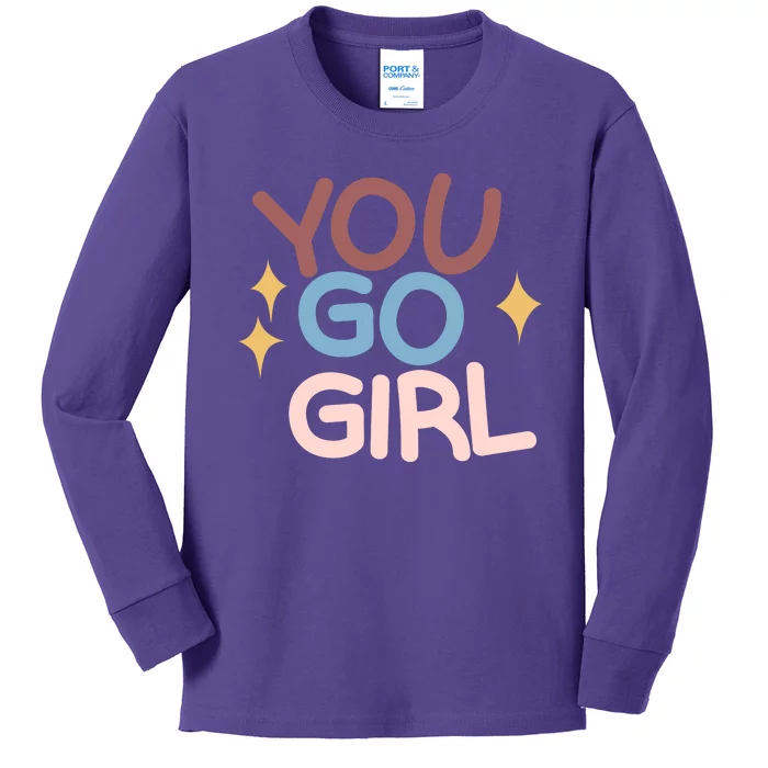 You Go Girl Retro Kids Long Sleeve Shirt