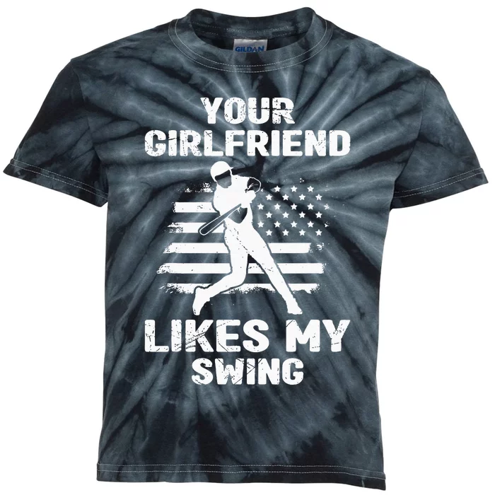 Your Girlfriend Likes My Swing Funny Baseball For Men And Children Kids Tie-Dye T-Shirt