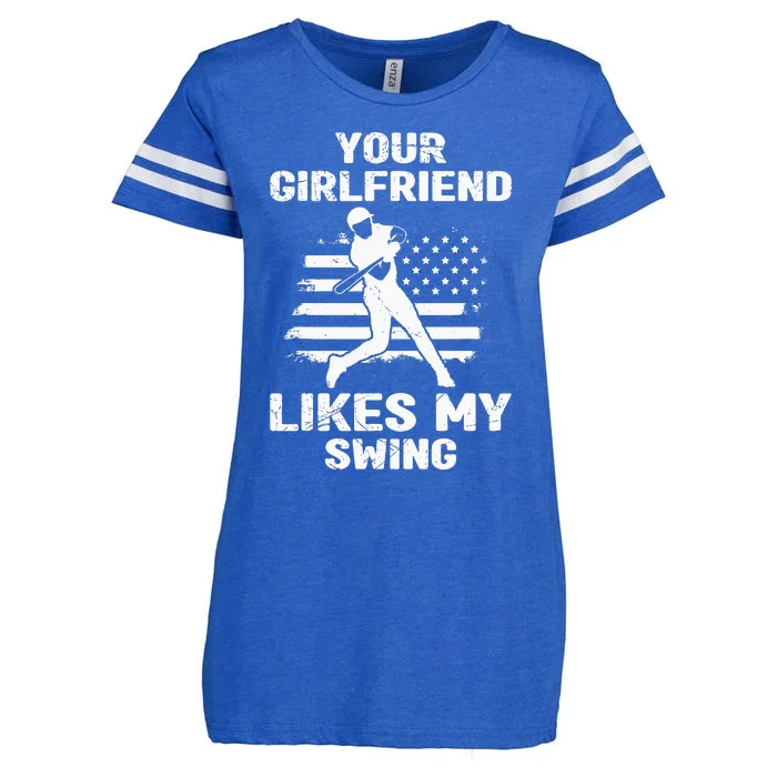 Your Girlfriend Likes My Swing Funny Baseball For Men And Children Enza Ladies Jersey Football T-Shirt