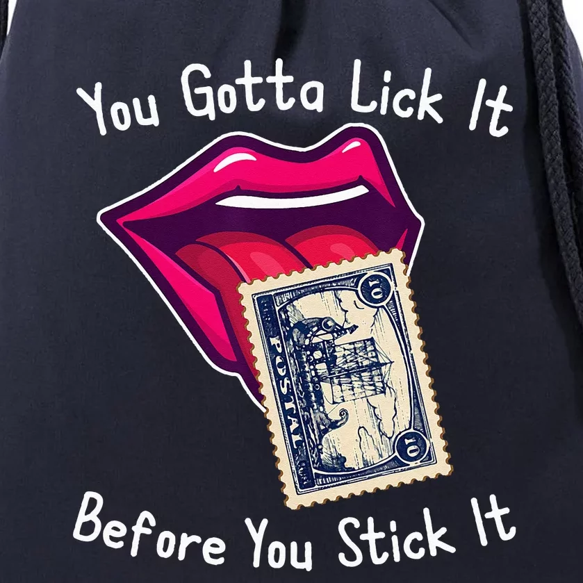 You Gotta Lick It Before You Stick It Funny Adult Joke Drawstring Bag