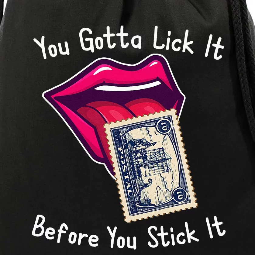 You Gotta Lick It Before You Stick It Funny Adult Joke Drawstring Bag