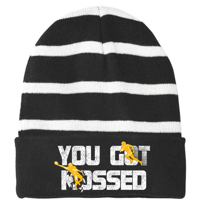 You Got Mossed Great Hoodie American Football Lovers Striped Beanie with Solid Band