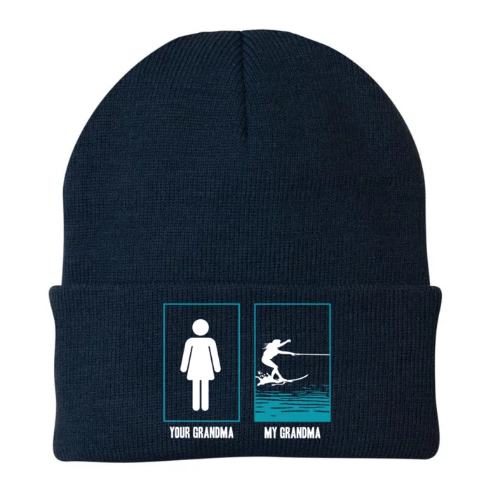 Your Grandma My Grandma Beachsports Water Skiing Funny Gift Knit Cap Winter Beanie