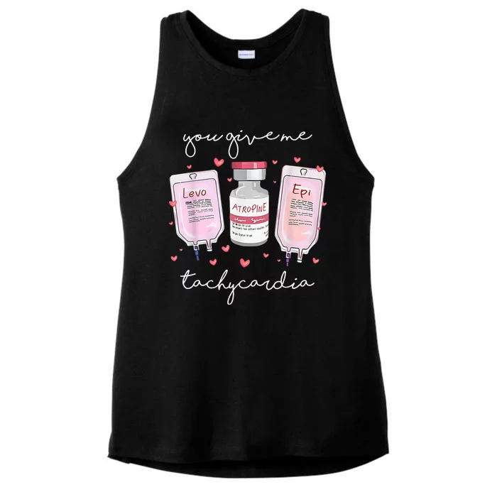 You Give Me Tachycardia Valentines Day Nurse Ladies Tri-Blend Wicking Tank