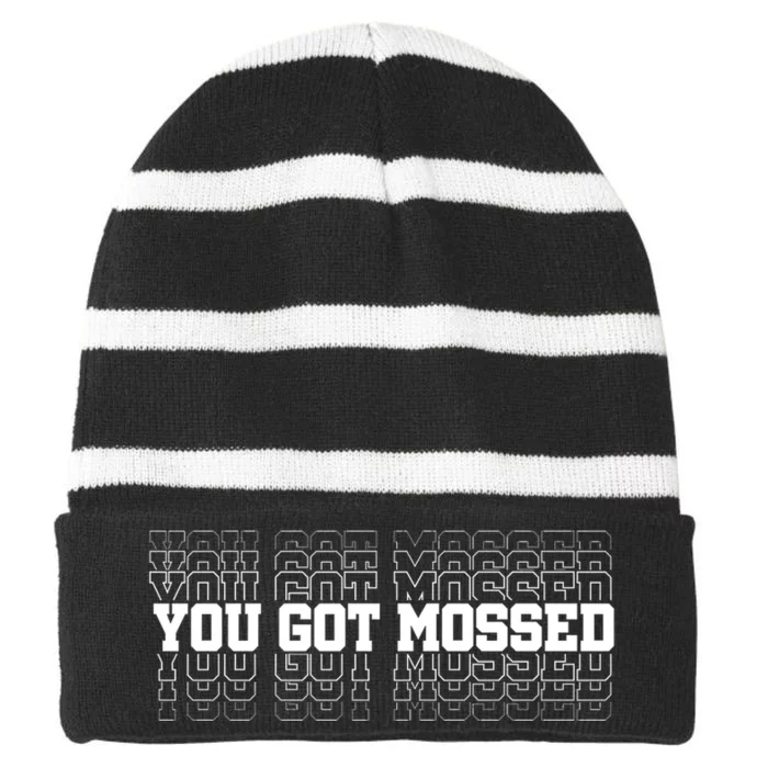 You Got Mossed Striped Beanie with Solid Band