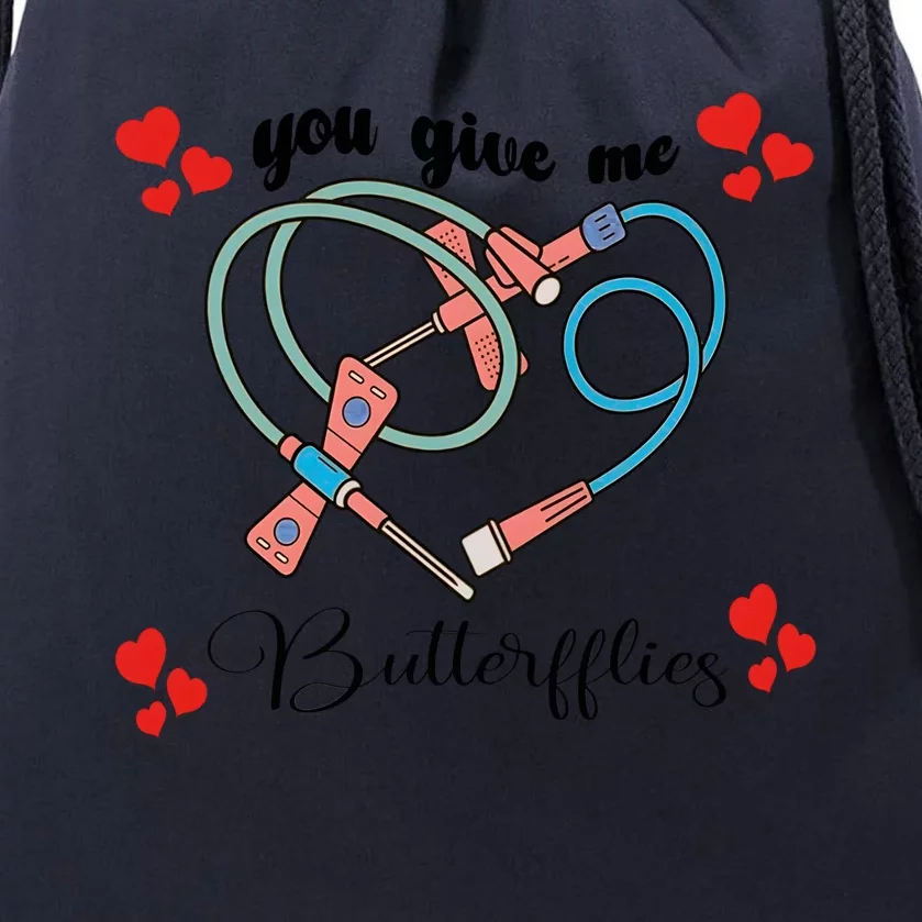 You Give Me Butterflies Nurse ValentineS Day Drawstring Bag