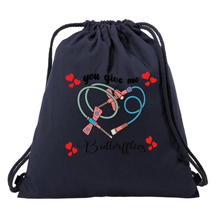 You Give Me Butterflies Nurse ValentineS Day Drawstring Bag