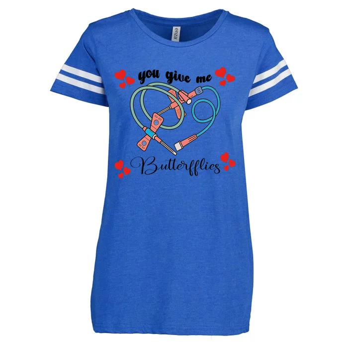 You Give Me Butterflies Nurse ValentineS Day Enza Ladies Jersey Football T-Shirt