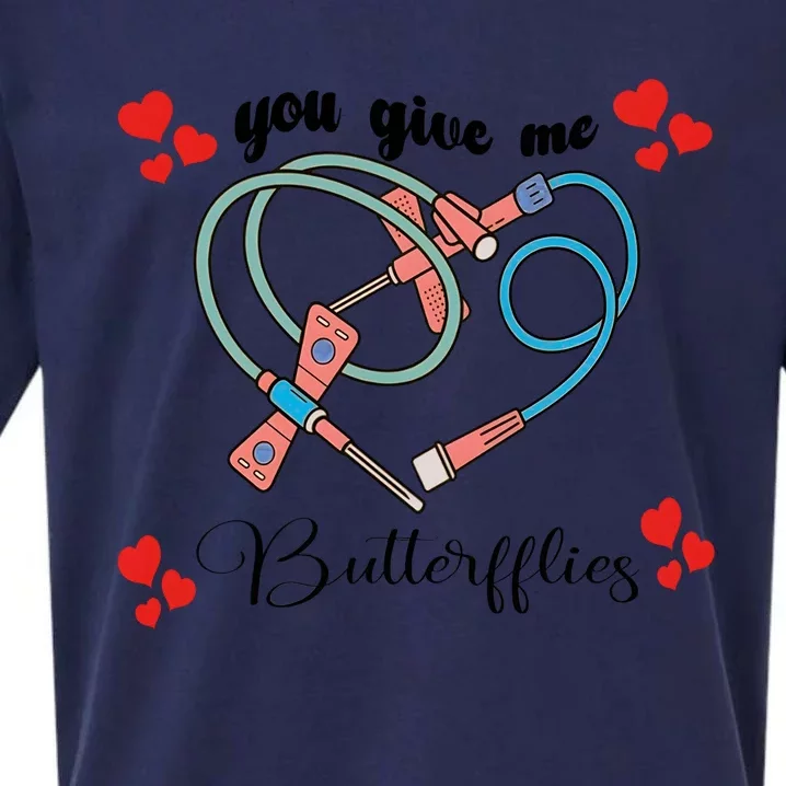 You Give Me Butterflies Nurse ValentineS Day Sueded Cloud Jersey T-Shirt