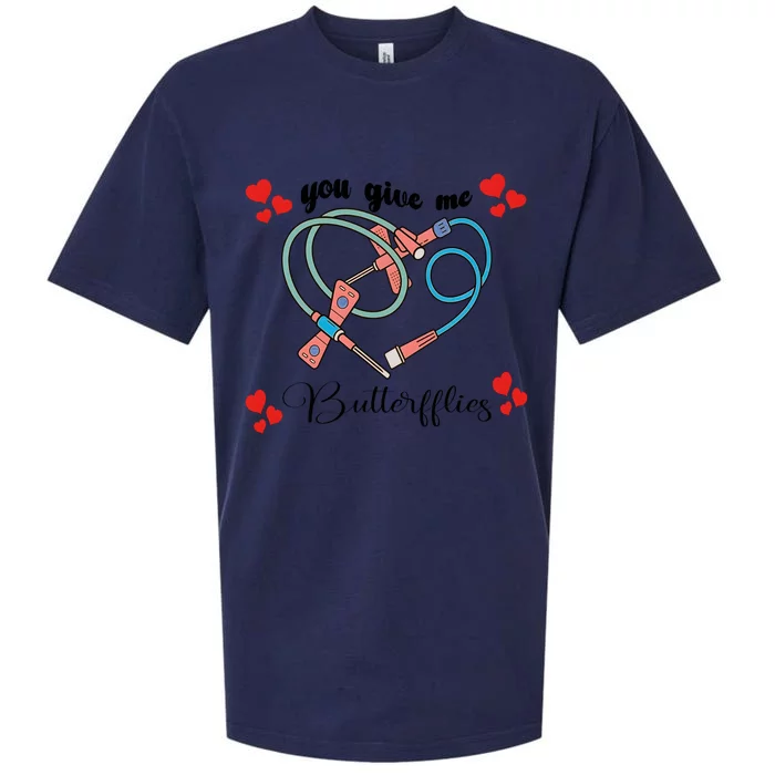 You Give Me Butterflies Nurse ValentineS Day Sueded Cloud Jersey T-Shirt