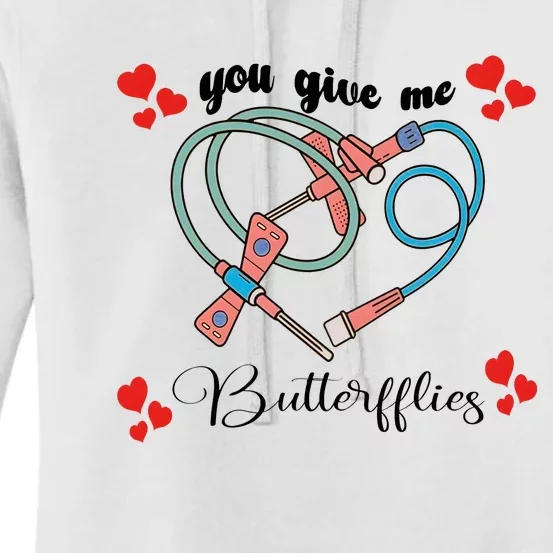 You Give Me Butterflies Nurse ValentineS Day Women's Pullover Hoodie