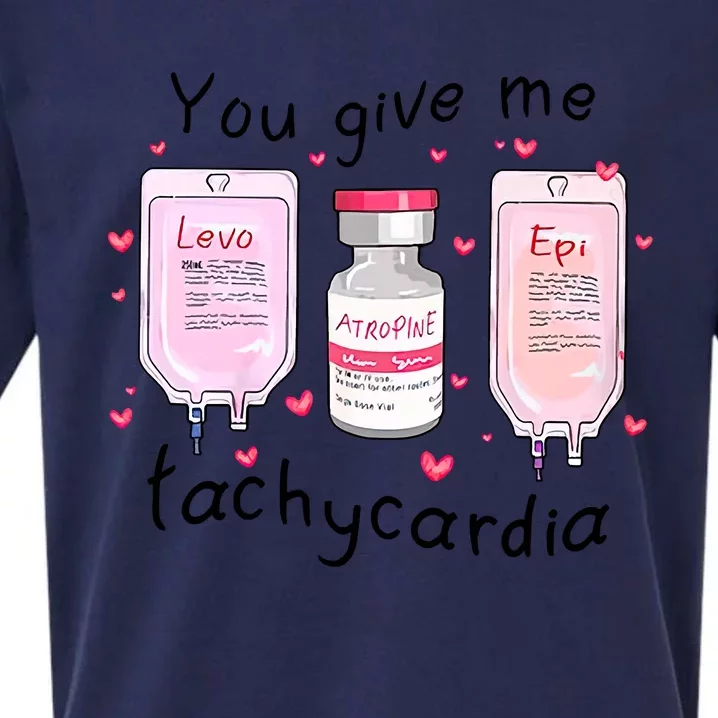 You Give Me Tachycardia Funny ICU Nurse Life Valentines Day Sueded Cloud Jersey T-Shirt