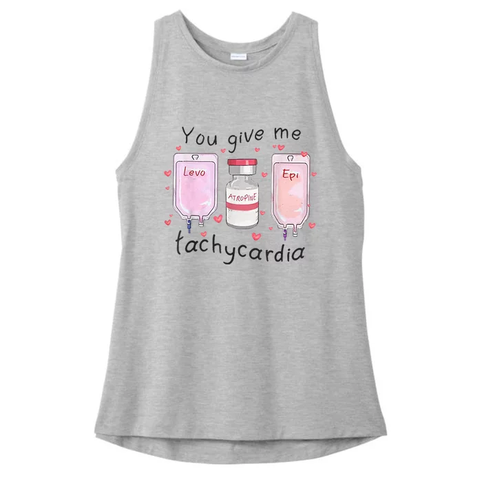 You Give Me Tachycardia Funny ICU Nurse Valentines Day Ladies Tri-Blend Wicking Tank