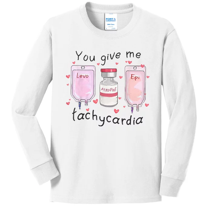 You Give Me Tachycardia Funny ICU Nurse Valentines Day Kids Long Sleeve Shirt