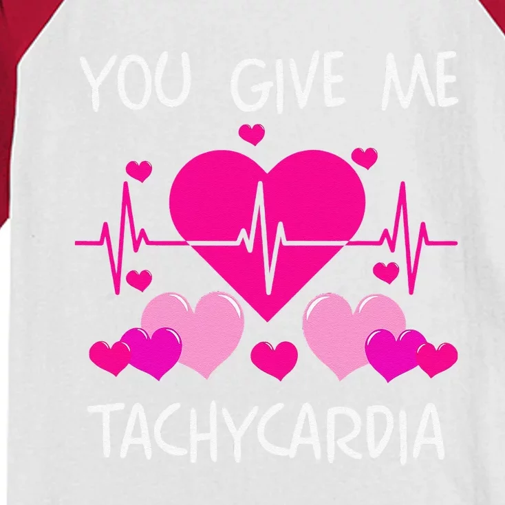 You Give Me Tachycardia Cute ICU Nurse Life Valentines Funny Kids Colorblock Raglan Jersey