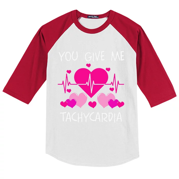 You Give Me Tachycardia Cute ICU Nurse Life Valentines Funny Kids Colorblock Raglan Jersey