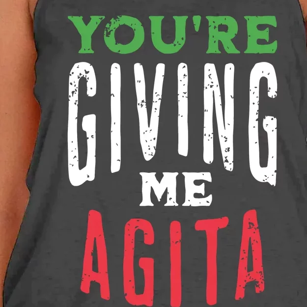 Youre Giving Me Agita Funny Italian Saying Quote Women's Knotted Racerback Tank