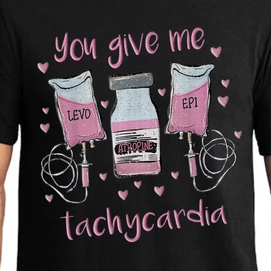 You Give Me Tachycardia Funny Icu Nurse Pink Valentines Day Pajama Set