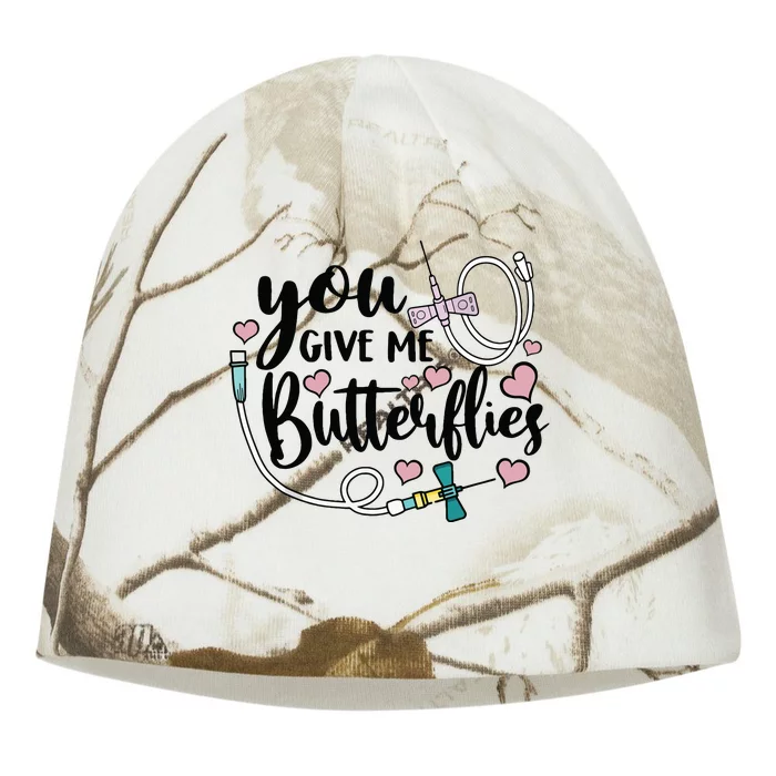 You Give Me Butterflies Funny Phlebotomist Valentines Day Kati - Camo Knit Beanie