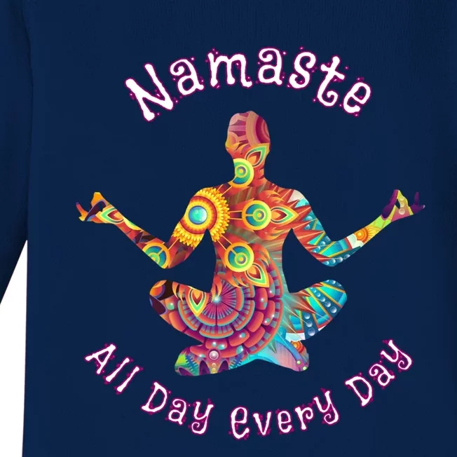 Yoga Gift Namaste All Day Every Day Yoga Pose Gift Baby Long Sleeve Bodysuit