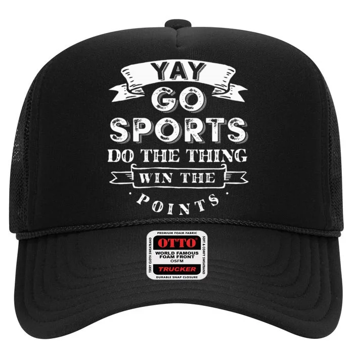 Yay Go Sports Funny Sport Team High Crown Mesh Trucker Hat