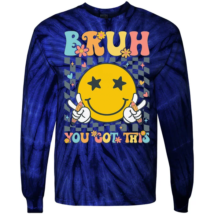 You Got This Testing Day Groovy Motivational Teacher Student Tie-Dye Long Sleeve Shirt