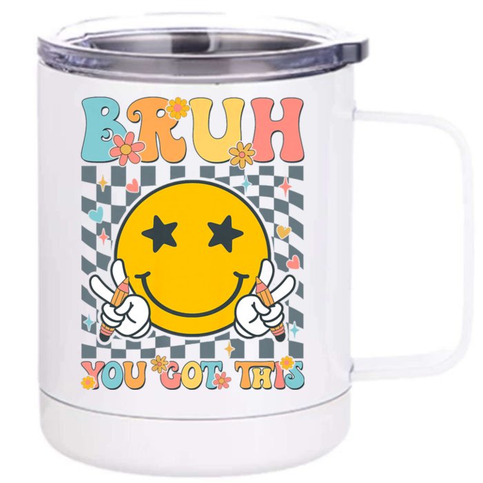 You Got This Testing Day Groovy Motivational Teacher Student Front & Back 12oz Stainless Steel Tumbler Cup